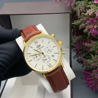 Daniel Wellington Men's Classic Chronograph Watch - Silver Case, White Dial  with Genuine Leather Strap Timepiece for Men - View 3