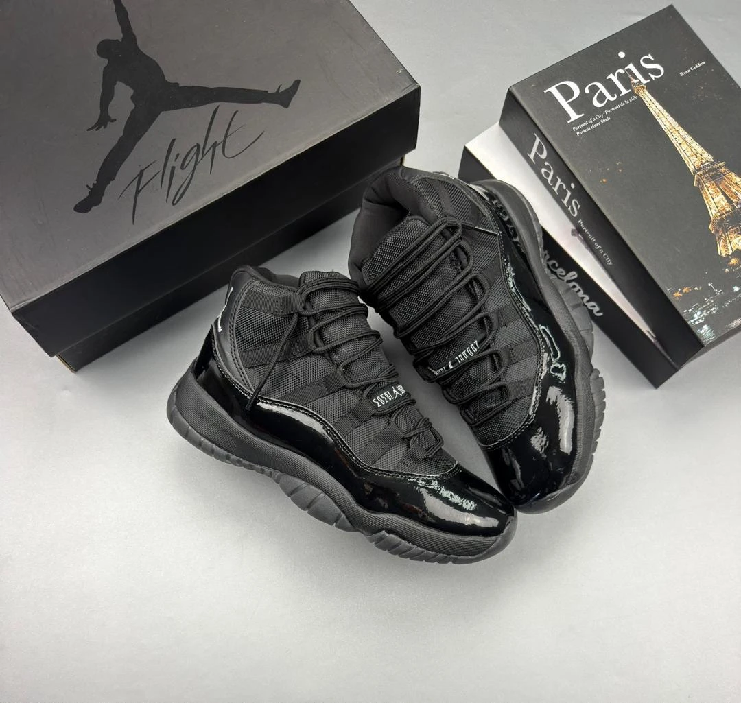 Nike Air Jordan Retro 11 "Bred" in Red Black Blue and Blue Colors High-Top Sneakers – Premium Patent Leather Athletic Trainers Basketball Sneakers