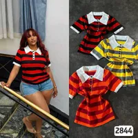 Women's Fashion Monogram Knit Polo Shirt - Elegant Short Sleeve Designer-Inspired Top in Red or White for Casual Chic Style - View 2