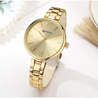 CURREN 9017 Women's Elegant Gold Tone Quartz Watch with Classic Dial  Slim Metal Link Bracelet - Stylish Ladies Fashion Timepiece - View 1