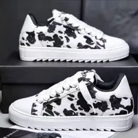 NUMERÍS Original Men's Statement Cow Print Low-Top Sneakers - Black  White Chunky Sole Fashion Kicks - View 3