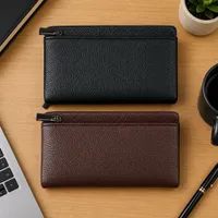 Men's Premium Pebbled Leather Multi-Zipper Long Wallet  Organizer - Secure Dual Compartment Clutch for Cards, Cash, and Phone - View 2