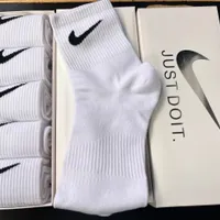 Nike 5 Sets of White Black and Grey Cotton Crew Socks – Iconic Swoosh Logo, Comfort Durable Style for Men and Women  - View 1
