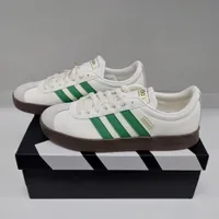 Adidas Classic White  Green Stripe Unisex Sneakers with Gum Flat Sole - Smart Casual Footwear for Men and Women - View 1