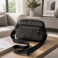 Black Faux Leather Crossbody Messenger Bag - Durable Shoulder Pouch for Daily Essentials Carry and Travel - View 2