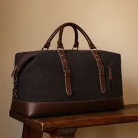 High Quality Vintage-Inspired Canvas and Leather Duffle Bag - Stylish Weekender Travel Bag for Men  Women - View 5