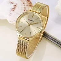 CURREN Women's Elegant Gold Milanese Mesh Strap Analog Watch - Sleek Minimalist Ladies Fashion Timepiece - View 1