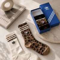 Adidas Originals Unisex Leopard Print  Striped Crew Socks -Pack – Trendy Everyday Comfort  Style for All - View 1
