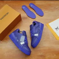Men's Purple Luxury Fashion Sneakers - Trendy Mid-Top Street Style Trainers with LV-Signature Branding Soft Insoles for Ultimate Comfort  - View 1