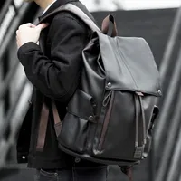 MOYYI Classic Unisex Stylish Two-Tone Grey & Black Flap Drawstring Backpack – Modern, Durable, and Versatile for School, Work, and Casual Adventures - View 3