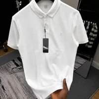 Men's Premium Black and White Striped Polo Shirt - Classic Short Sleeve Design with Elegant Contrast Placket  Embroidered Detail for Smart Casual Style - View 2