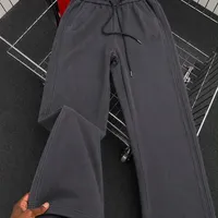 Men’s Trendy Black Wide-Leg Comfort Trousers - Adjustable Drawstring Waist Sweatpants for Everyday Style and Relaxation - View 2