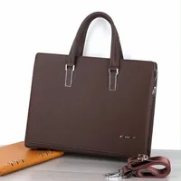 Men's Elegant Brown and Black Faux Leather Briefcase - Stylish Business and Laptop Bag with Detachable Shoulder Strap for Laptops  Documents - View 1