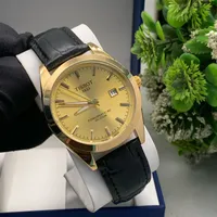 Tissot Men's Luxury Genuine Black and Brown Leather and Golden Polished Dail Mens Wrist Watches - Elegant and Classic Official Suite Wrist Watch - View 1
