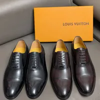 Men's Luxury Genuine Leather Cap Toe Oxford Dress Shoes - Classic Black 
and Rich Dark Brown Formal Executive Men's Shoe - View 1