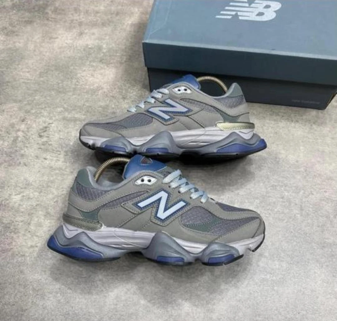 New Balance 9060 Unisex Sneakers - Cool Grey  Blue Suede Mesh Chunky Trainers