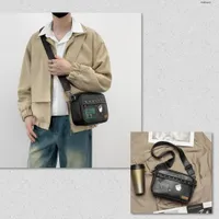 Black Studded Crossbody Messenger Bag - Trendy PU Leather Shoulder Bag with Decorative Patches for Casual Street Style  Everyday Essentials - View 2