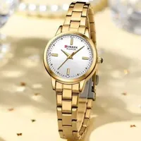 CURREN Elegant Gold Women's Quartz Watch - Classic Link Bracelet with White Dial, Fashionable Ladies' Wristwatch for Everyday  Special Occasions - View 2