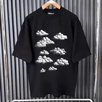 Unisex Dreamy Cloud Print Black Graphic T-Shirt - Oversized Comfy Streetwear Tee for Casual Style - View 1