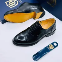 Frank Perry Rounded Toe Smooth Leather Minimalist Cut Brogue Oxford Dress Shoes for Men - View 2