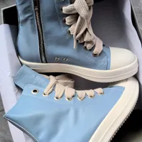 DRKSHDW High-Top Canvas Sneakers with Chunky White Laces  Iconic Contrast Cap Toe – Bold Black White Platform Sole Streetwear Shoes - View 2