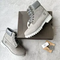 Men's Timberland Original Premium 6-Inch Grey Nubuck Waterproof Boots - Iconic, and Durable Tim's Boot Footwear - View 2
