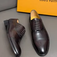 Men's Luxury Genuine Leather Cap Toe Oxford Dress Shoes - Classic Black 
and Rich Dark Brown Formal Executive Men's Shoe - View 2