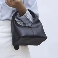 Women's Chic Black Crescent Hobo Handbag - Modern Minimalist Faux Leather Top Handle Shoulder Bag for Everyday Elegance & Fashion - View 1