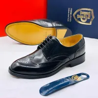 Men's Frank Perry Exclusive Hand Made Brown Leather Brogue Derby Dress Shoes - Classic Formal Lace-Up Footwear for Gentlemen - View 2