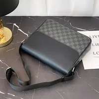 Men's Stylish Grey Checkerboard Crossbody Messenger Bag - Durable Faux Leather Shoulder Satchel for Work & Casual Essentials - View 1