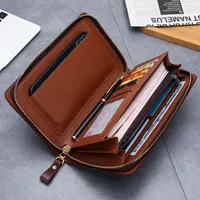 Men's Executive Zipper Long Wallet - Elegant PU Leather Mens Purse Clutch with Multi-Compartment Design for Cards, Cash  Phone - View 2