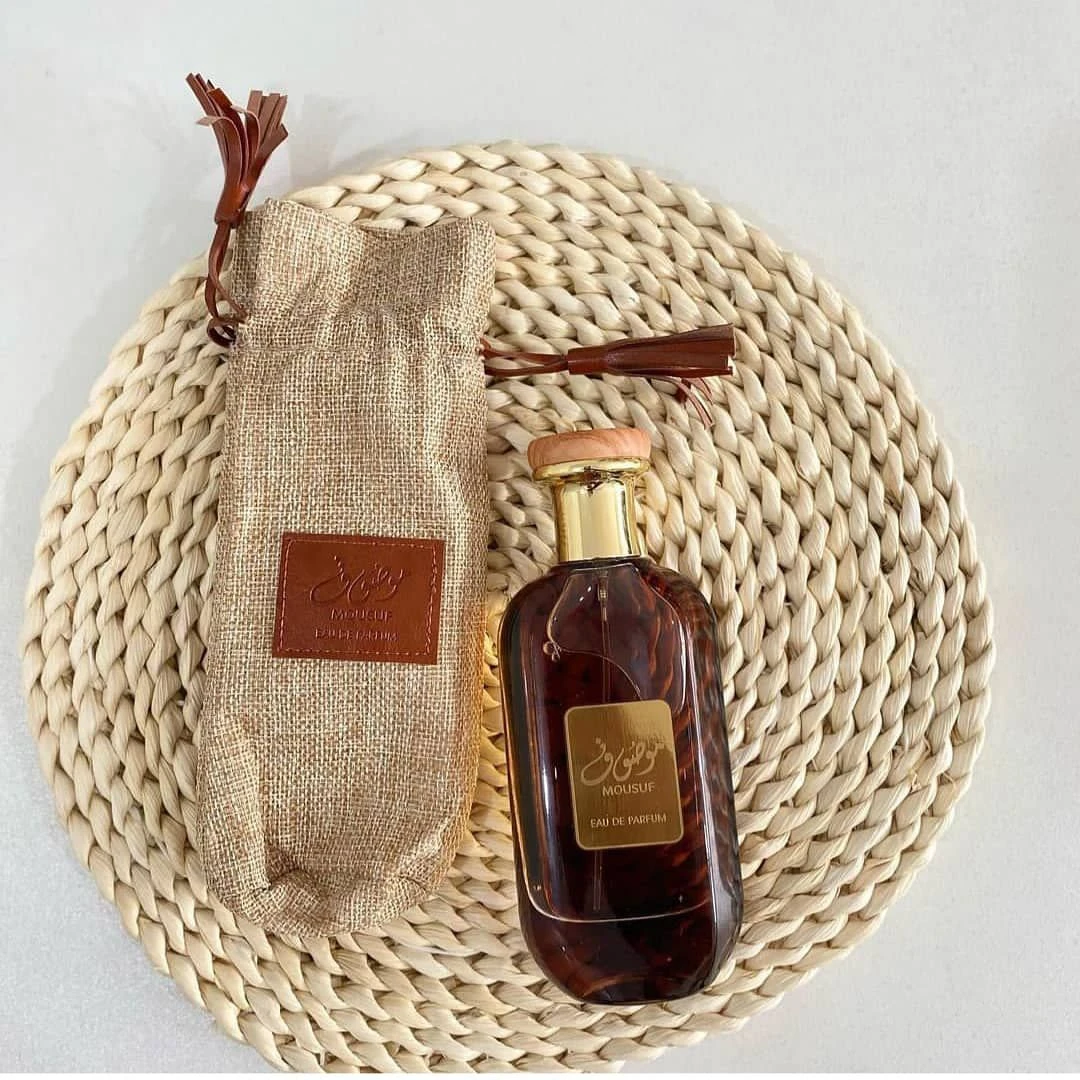 Mousuf Unisex Long-Lasting Eau de Parfum - Luxury Oriental Amber Fragrance for Men & Women with Elegant Drawstring Pouch - Main View