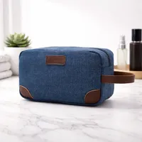 Quality Canvas Toiletry Bag with Faux Leather Accents – Stylish Travel Dopp Kit for Grooming Essentials and Bathroom Organization - View 4