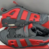 Bold Red & Grey Nike Air More Uptempo Men's Sneakers - Iconic Lifestyle Athletic Shoes for Ultimate Style & Comfort - View 3