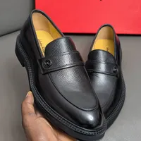 Men's Salvatore Ferragamo Luxury Leather Penny Loafers - Classic Textured Slip-On Dress Shoes in Black & Brown - View 4