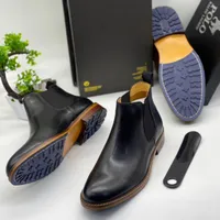 Polo Men's Premium Black Leather Chelsea Boots  Stylish Ankle Footwear with Durable Blue Lug Sole for Formal Casual Wear - View 1