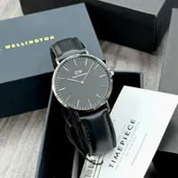 Daniel Wellington Classic Petite Men's Watch - Elegant Black Dial, Gold-Tone Case  Premium Black Leather Strap Timepiece for Men - View 2