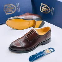 Men's Frank Perry Premium Brown Leather Brogue Cap Toe Oxford Dress Shoes – Formal Business Footwear - View 2