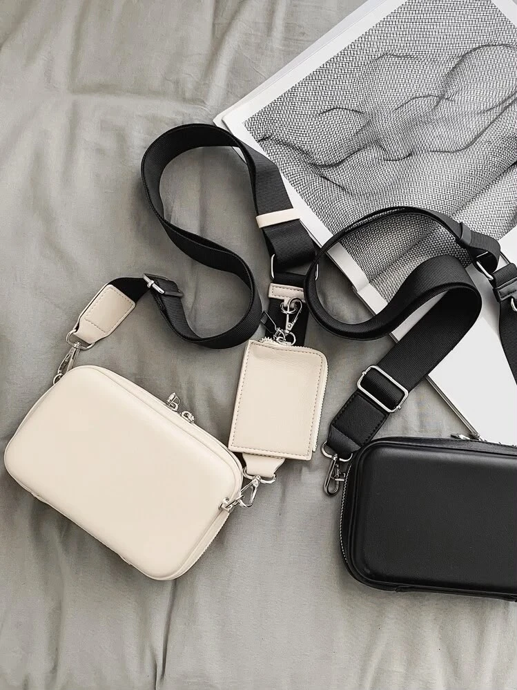 Modern Dual-Tone Crossbody Messenger Bag with Detachable Card Pouch - Stylish  Versatile Adjustable Side Shoulder Sling bag for Travel Daily Essentials