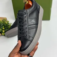 Men's U.S. Polo Assn Black Textured Leather Low-Top Sneakers - Semi Formal Sneakers Casual Shoes - View 2