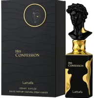 Lattafa His Confession Eau de Parfum for Men - 100ml Luxury Black & Gold Fragrance with Sculpted Cap - View 1