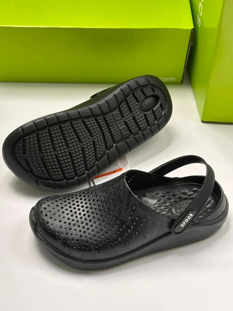 Crocs iconic LiteRide Clog Sandals Slippers Slides All Black