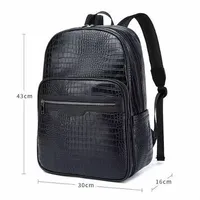 Men's Premium Black Crocodile Texture Backpack Bag - Stylish Flap Closure Daypack with Drawstring for Work, Travel  Daily Essentials - View 2