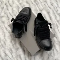 Rick Owens DRKSHDW Black and White Leather Low-Top Sneakers with Chunky Jumbo Grey Laces Stylish Fashion Streetwear Shoes - View 4