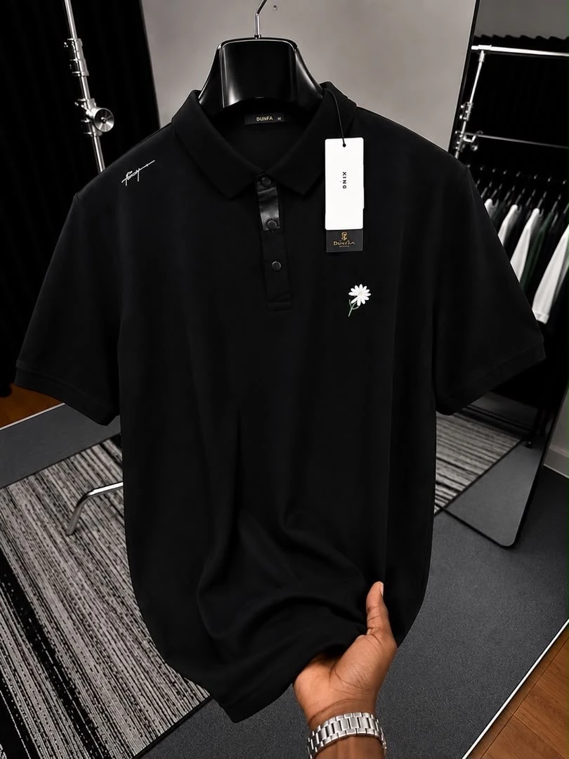Men's Premium Polo Shirts with Embroidered Daisy Signature Detail -Quality Cotton Short Sleeve Casual Top