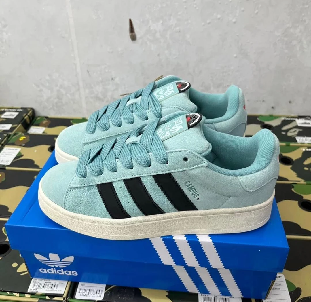 Adidas Campus Core Black Semi Flash Aqua sneakers for men and women