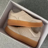 Alo Original Yoga Recovery Mode Men's and Woman's Icon Low-Top Sneakers - Cream Gum Sole Athleisure Fashion Trainers for Everyday Style and Comfort - View 3