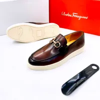Men's Salvatore Ferragamo Black and Brown Leather Gancini Buckle Loafers - Easy Slip-On Shoes for Official Semi official and Casual Events - View 4