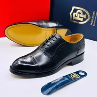 Men's Frank Perry Black Authentic Leather Brogue Oxford Dress Shoes - Premium Formal Footwear - View 2