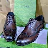 Men's Dark Brown Leather Wingtip Brogue Oxford Dress Shoes with Red Sole - Luxury Formal Footwear for Gentlemen - View 2